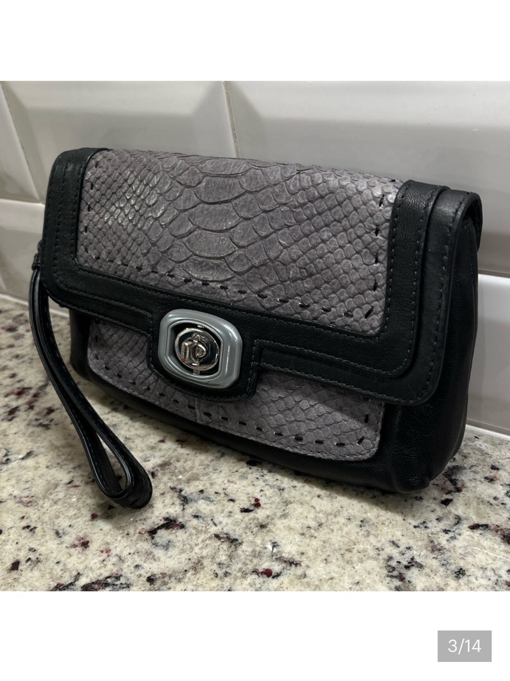 Coach Pinnacle Embossed Python Exotic Color Block Clutch/Wristlet EUC - Picture 3 of 15